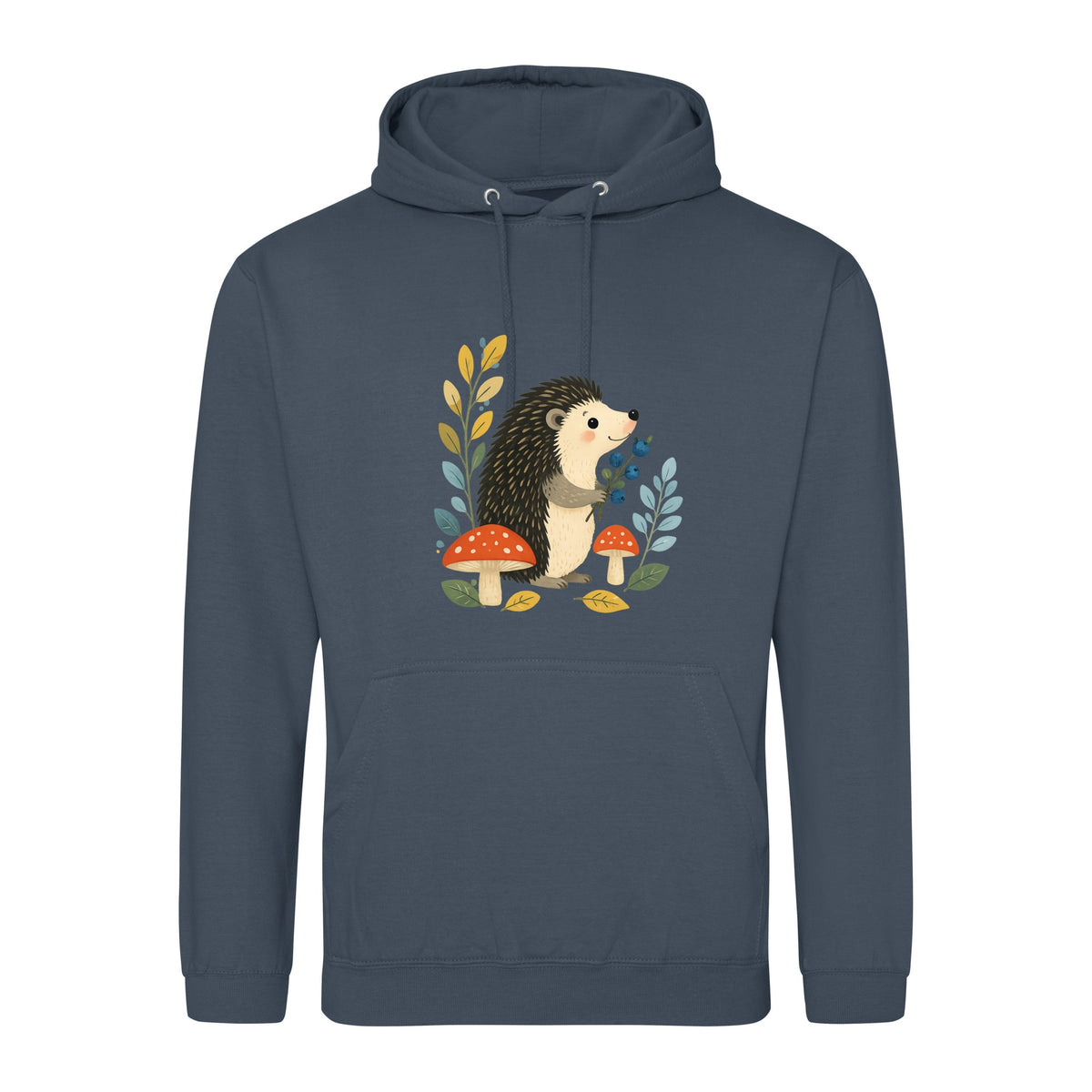 Hedgehog's Berry Harvest Adult Hoodie - Once Upon a Woodland Airforce Blue colour variant image