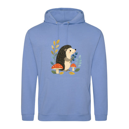 Hedgehog's Berry Harvest Adult Hoodie - Once Upon a Woodland Cornflower Blue colour variant image