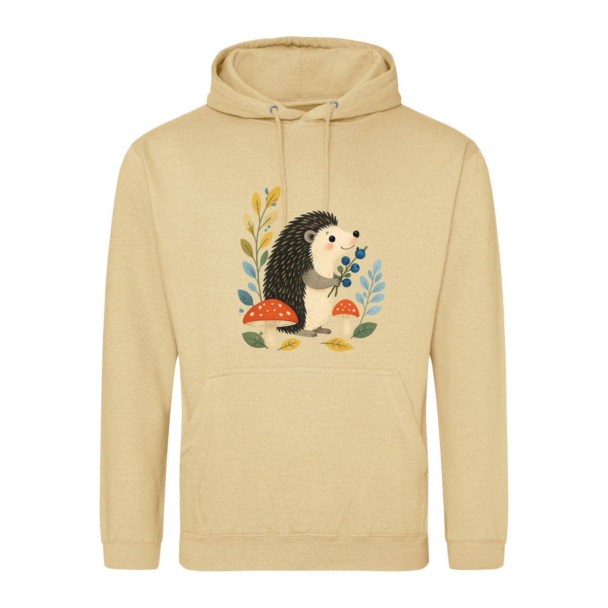 Hedgehog's Berry Harvest Adult Hoodie - Once Upon a Woodland Desert Sand colour variant image