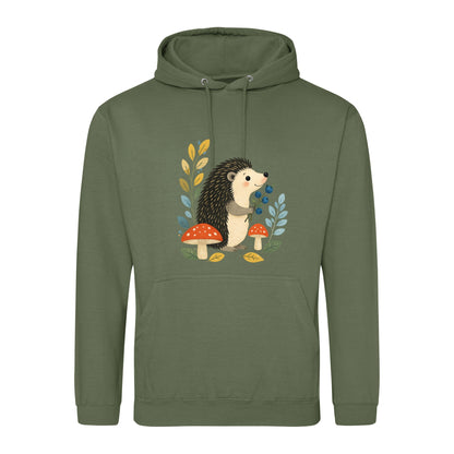 Hedgehog's Berry Harvest Adult Hoodie - Once Upon a Woodland Earthy Green colour variant image