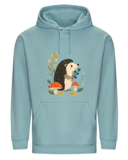 Hedgehog's Berry Harvest Adult Hoodie - Once Upon a Woodland Seafoam colour variant image