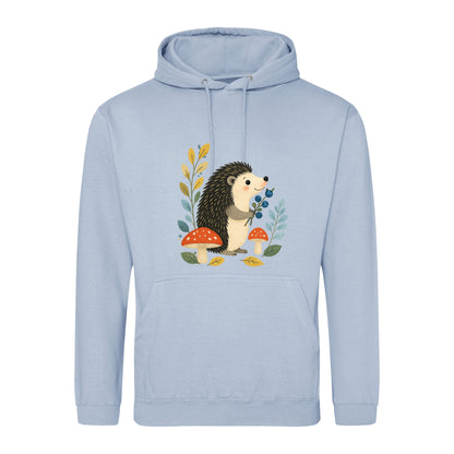 Hedgehog's Berry Harvest Adult Hoodie - Once Upon a Woodland Sky Blue colour variant image