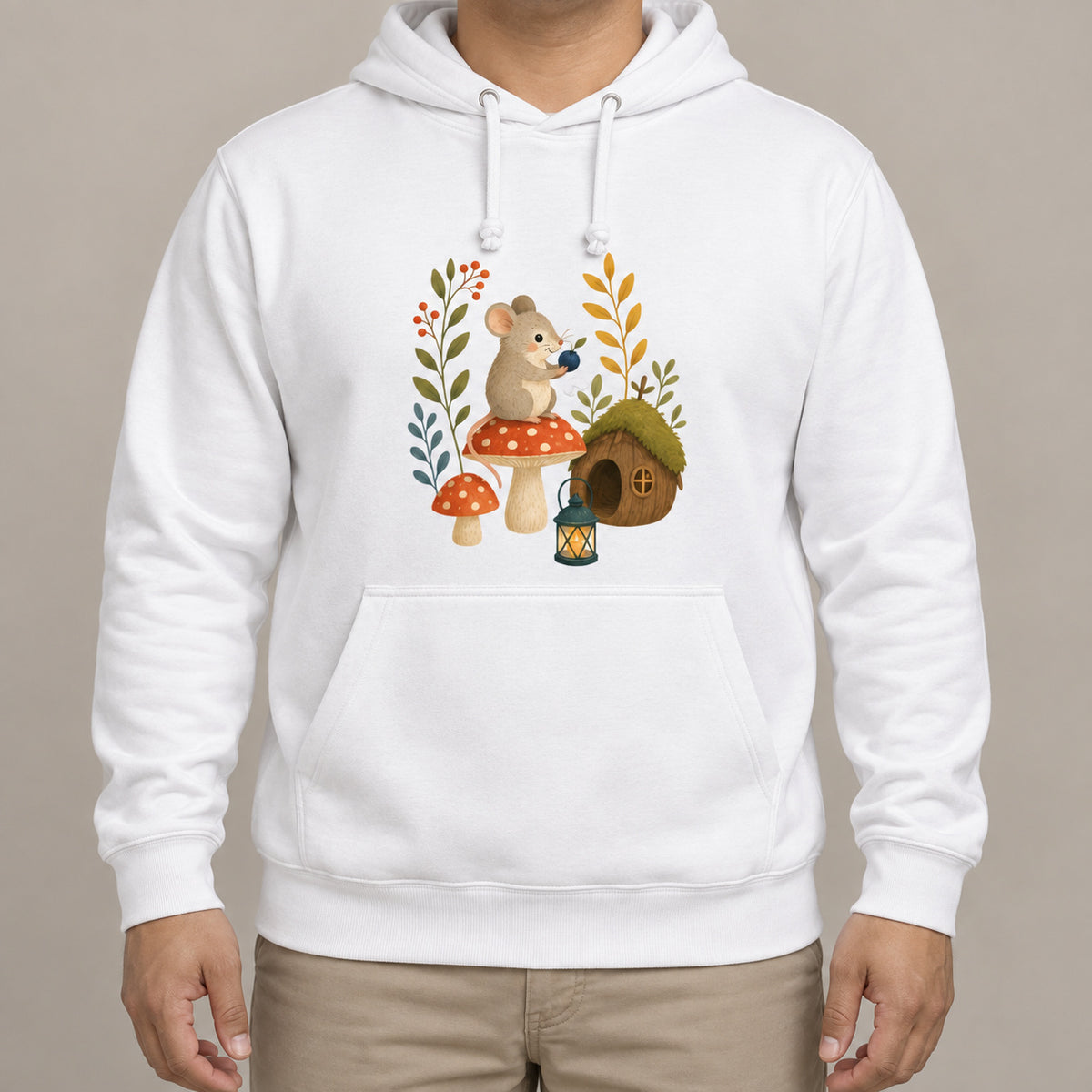 Mouse at Mushroom Cottage Adult Hoodie - Once Upon a Woodland lead image