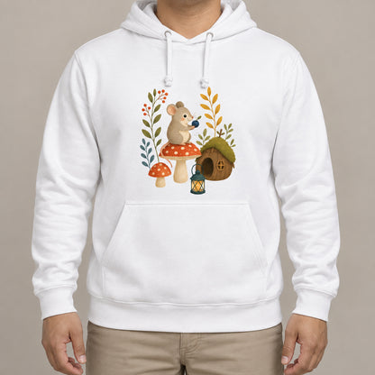 Mouse at Mushroom Cottage Adult Hoodie - Once Upon a Woodland lead image