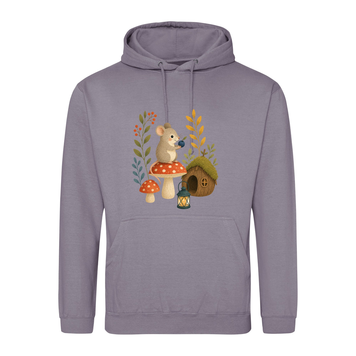 Mouse at Mushroom Cottage Adult Hoodie - Once Upon a Woodland Dusty Lilac colour variant image