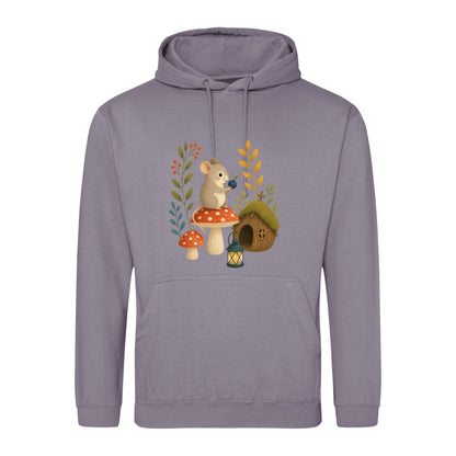 Mouse at Mushroom Cottage Adult Hoodie - Once Upon a Woodland Dusty Lilac colour variant image