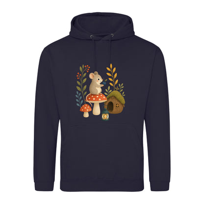 Mouse at Mushroom Cottage Adult Hoodie - Once Upon a Woodland French Navy colour variant image