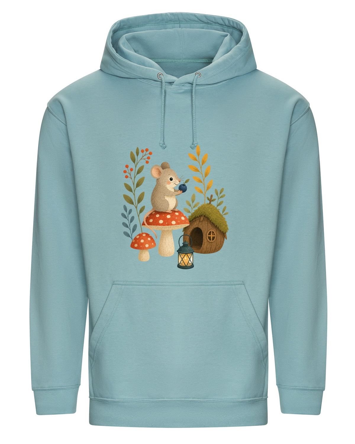 Mouse at Mushroom Cottage Adult Hoodie - Once Upon a Woodland Seafoam colour variant image