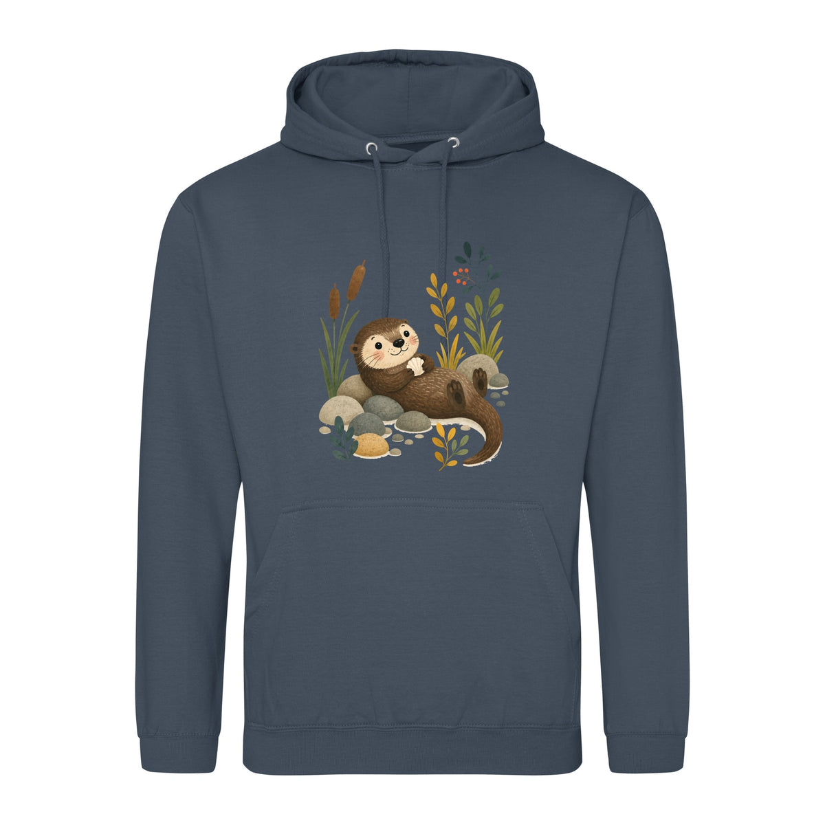 Otter by the Reeds Adult Hoodie - Once Upon a Woodland Airforce Blue colour variant image
