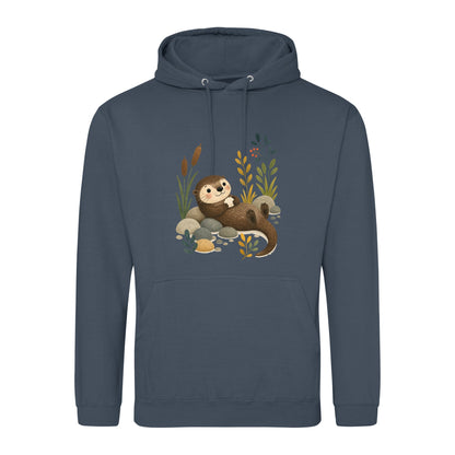 Otter by the Reeds Adult Hoodie - Once Upon a Woodland Airforce Blue colour variant image