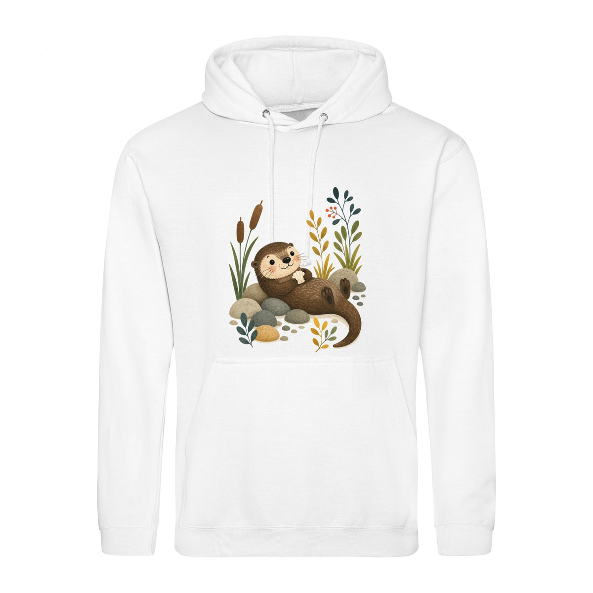 Otter by the Reeds Adult Hoodie - Once Upon a Woodland Arctic White colour variant image