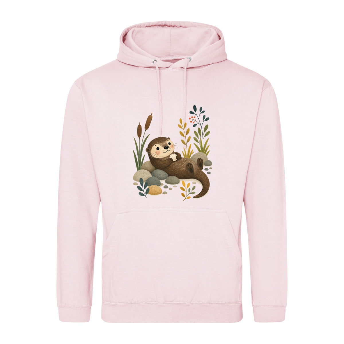 Otter by the Reeds Adult Hoodie - Once Upon a Woodland Baby Pink colour variant image