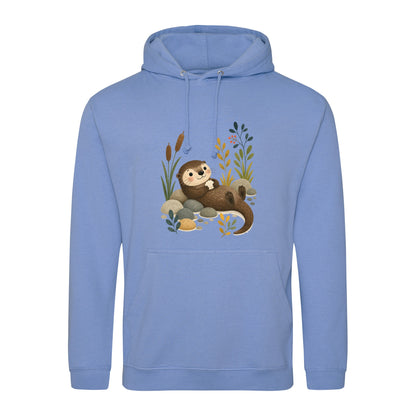 Otter by the Reeds Adult Hoodie - Once Upon a Woodland Cornflower Blue colour variant image