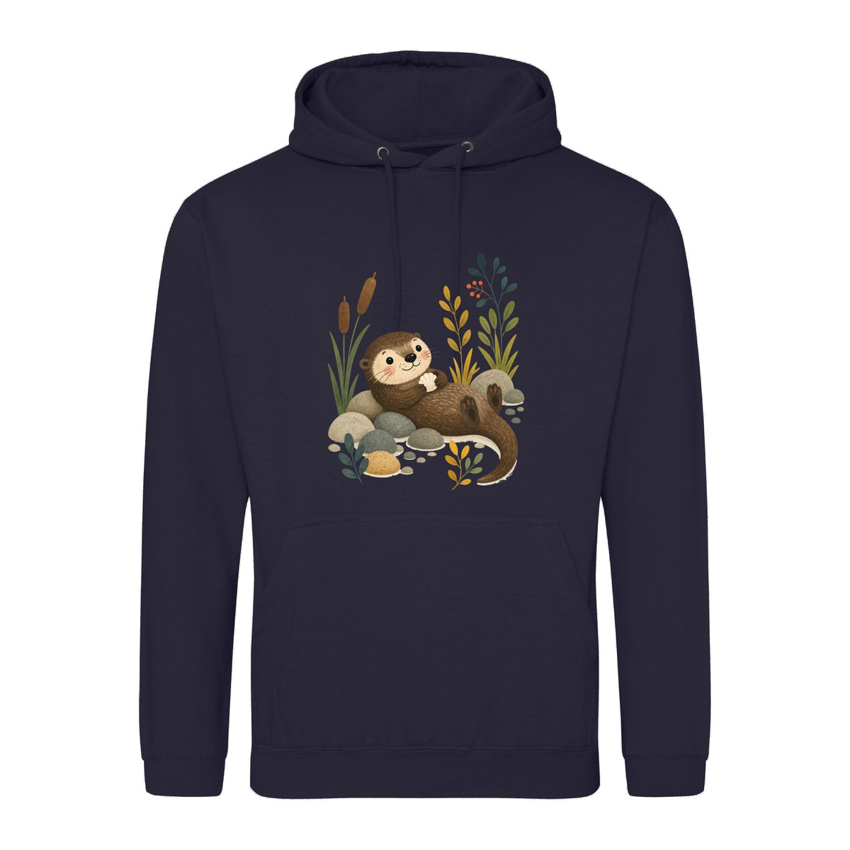 Otter by the Reeds Adult Hoodie - Once Upon a Woodland French Navy colour variant image
