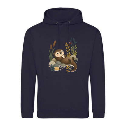Otter by the Reeds Adult Hoodie - Once Upon a Woodland French Navy colour variant image