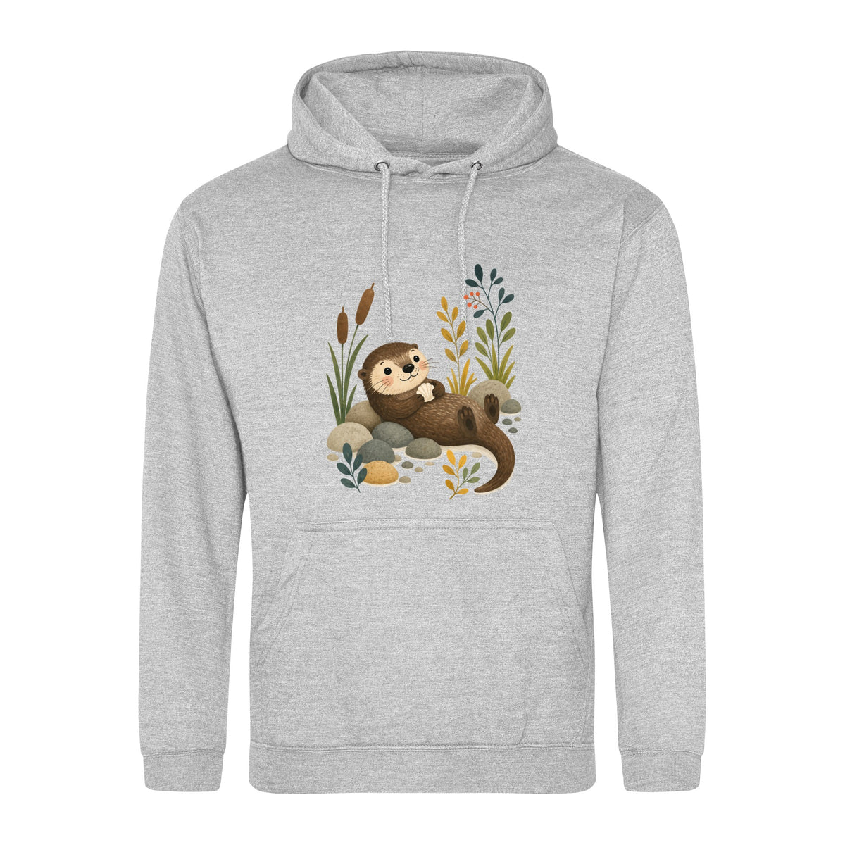 Otter by the Reeds Adult Hoodie - Once Upon a Woodland Heather Grey colour variant image
