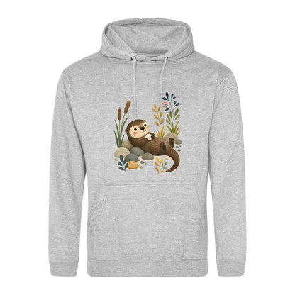 Otter by the Reeds Adult Hoodie - Once Upon a Woodland Heather Grey colour variant image