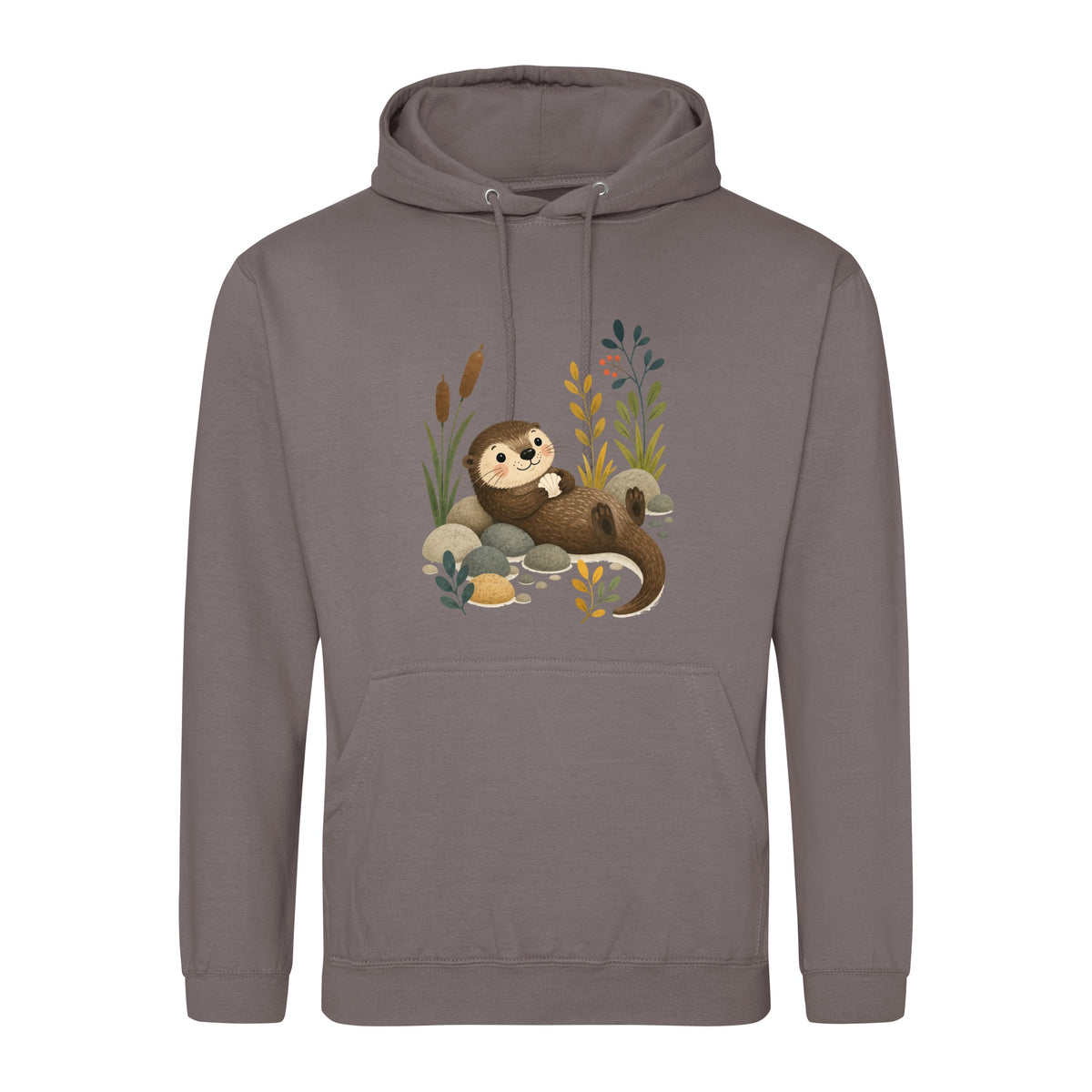 Otter by the Reeds Adult Hoodie - Once Upon a Woodland Mocha Brown colour variant image