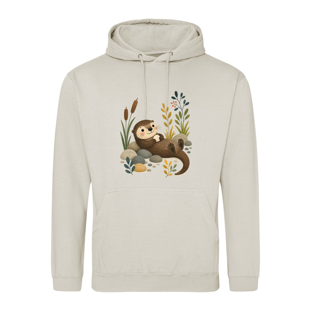 Otter by the Reeds Adult Hoodie - Once Upon a Woodland Natural Stone colour variant image