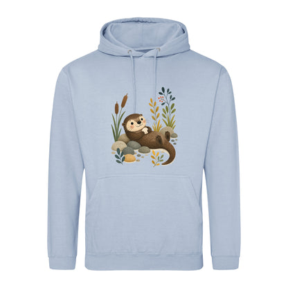 Otter by the Reeds Adult Hoodie - Once Upon a Woodland Sky Blue colour variant image