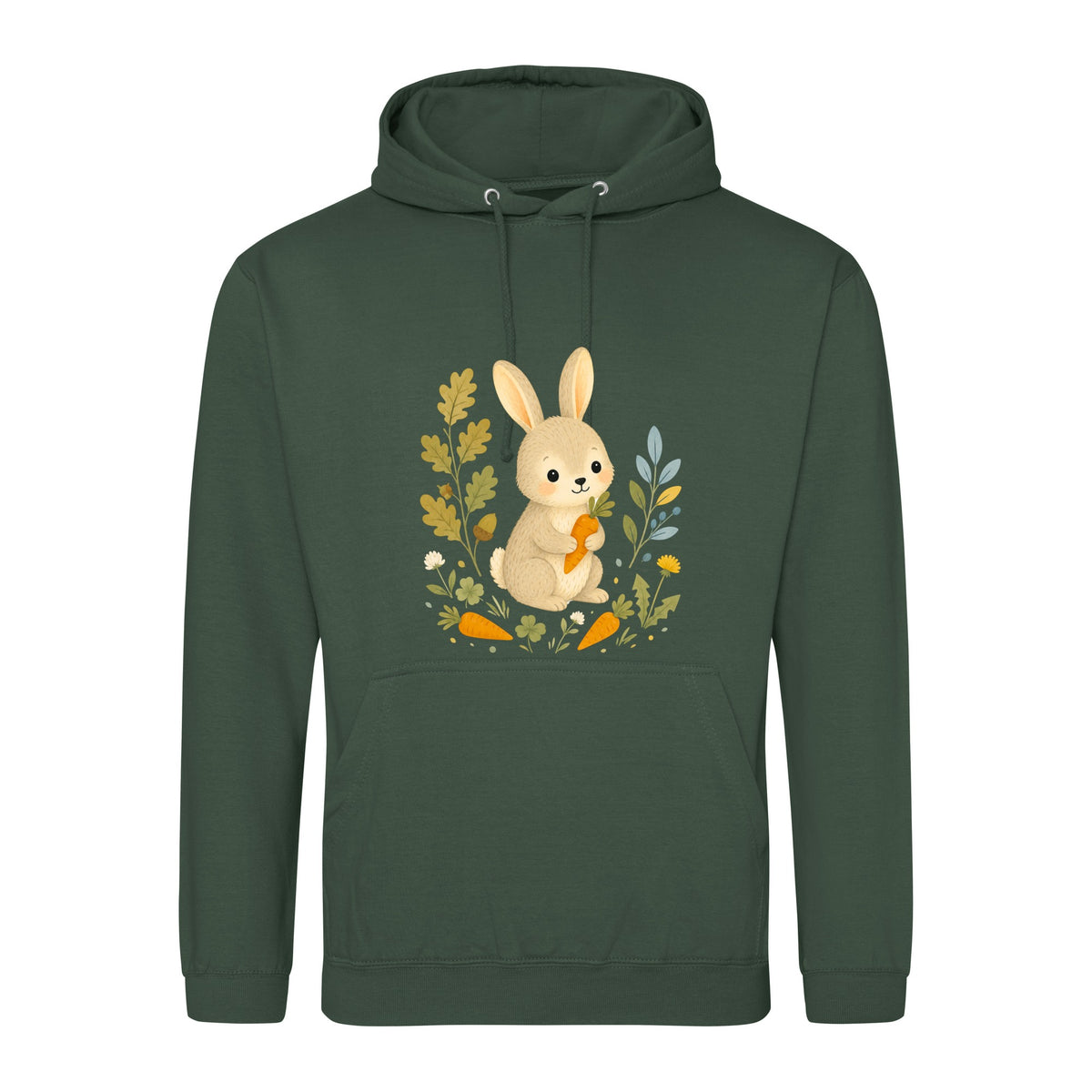 Rabbit's Carrot Patch Adult Hoodie - Once Upon a Woodland Bottle Green colour variant image