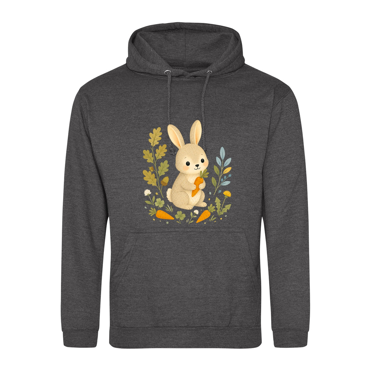 Rabbit's Carrot Patch Adult Hoodie - Once Upon a Woodland Charcoal colour variant image