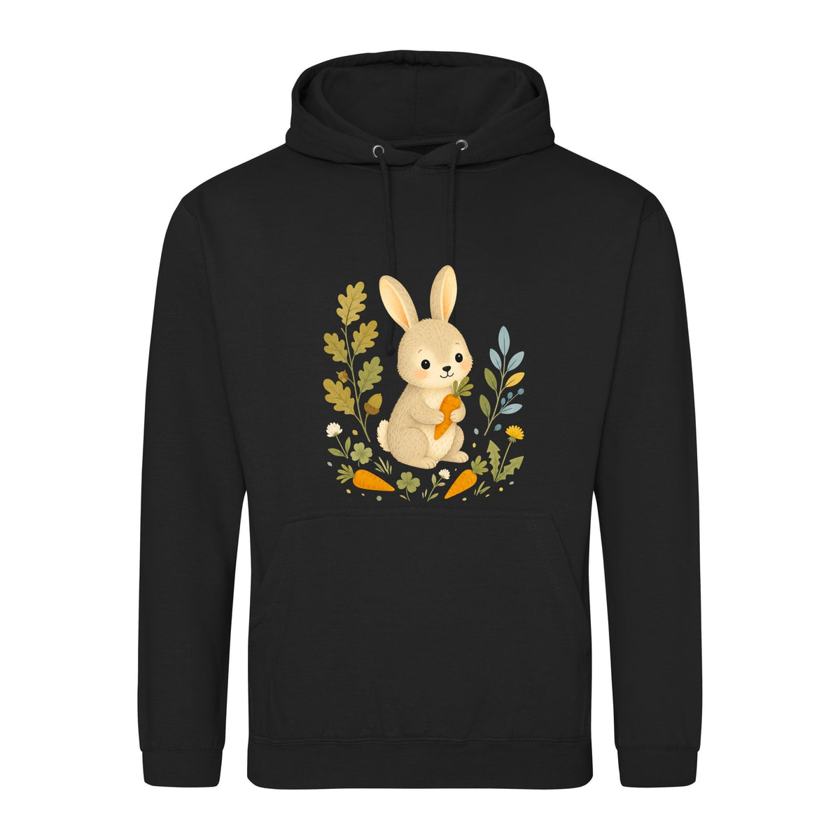 Rabbit's Carrot Patch Adult Hoodie - Once Upon a Woodland Deep Black colour variant image