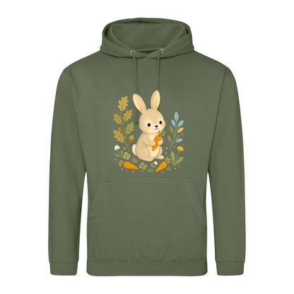 Rabbit's Carrot Patch Adult Hoodie - Once Upon a Woodland Earthy Green colour variant image