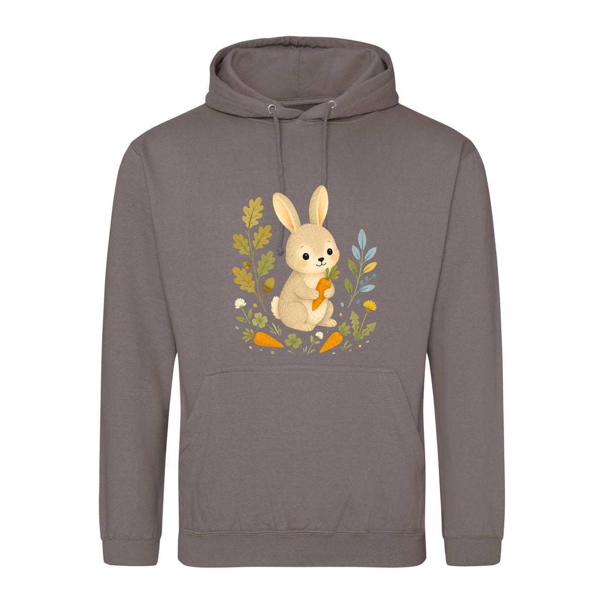 Rabbit's Carrot Patch Adult Hoodie - Once Upon a Woodland Mocha Brown colour variant image