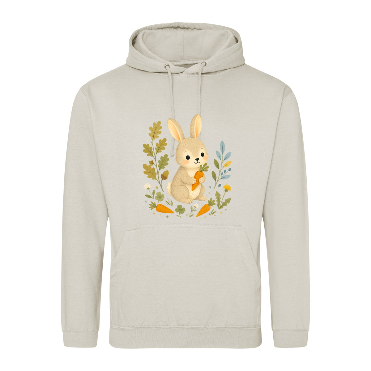 Rabbit's Carrot Patch Adult Hoodie - Once Upon a Woodland Natural Stone colour variant image