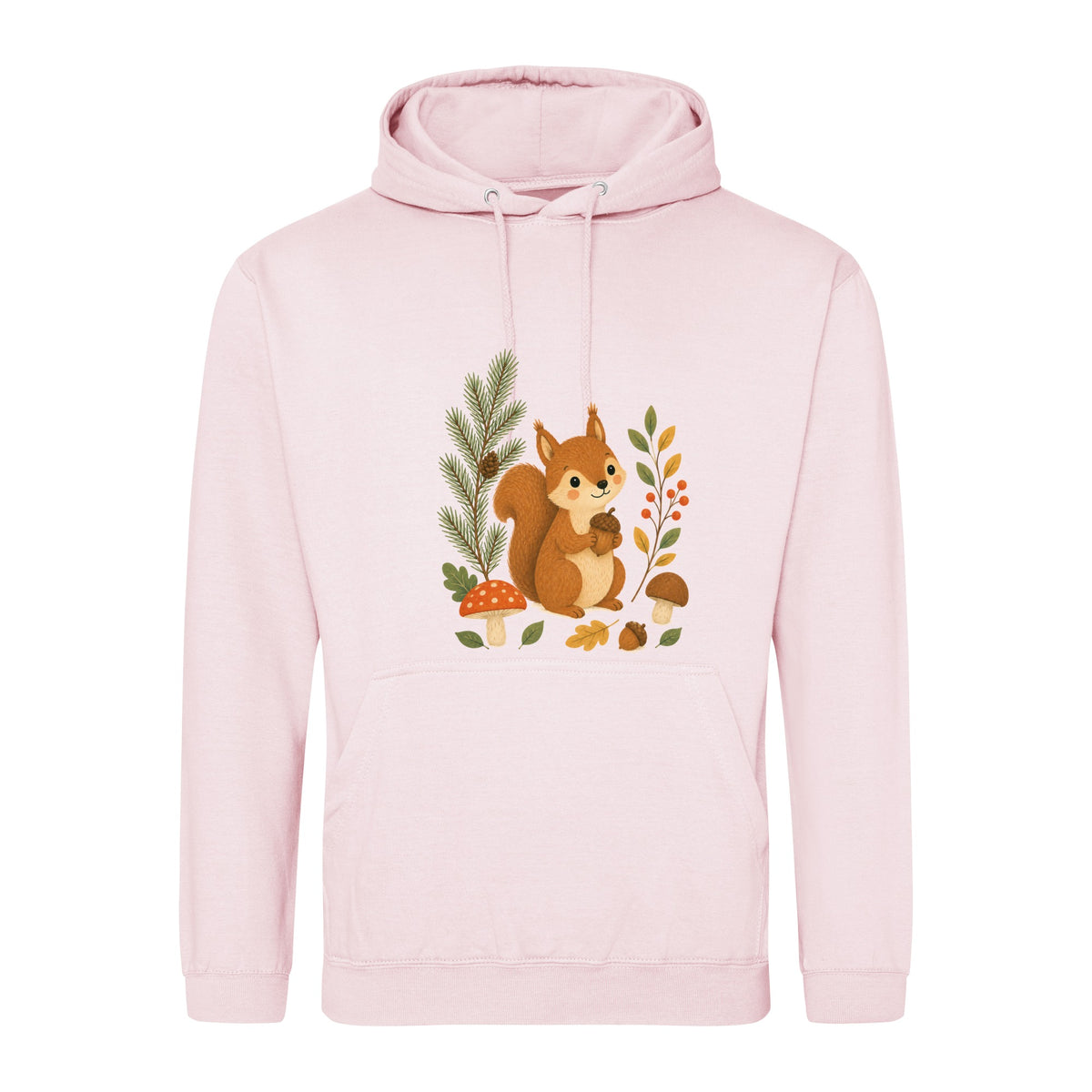 Squirrel's Autumn Store Adult Hoodie - Once Upon a Woodland Baby Pink colour variant image