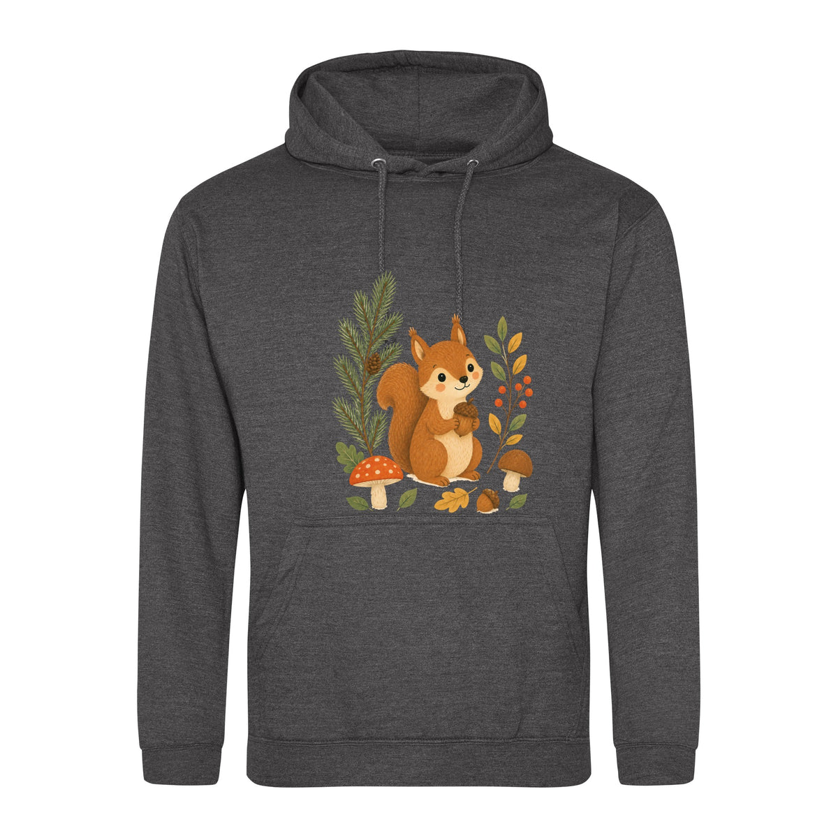 Squirrel's Autumn Store Adult Hoodie - Once Upon a Woodland Charcoal colour variant image