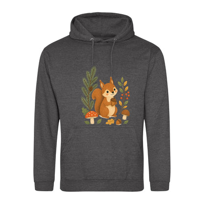 Squirrel's Autumn Store Adult Hoodie - Once Upon a Woodland Charcoal colour variant image