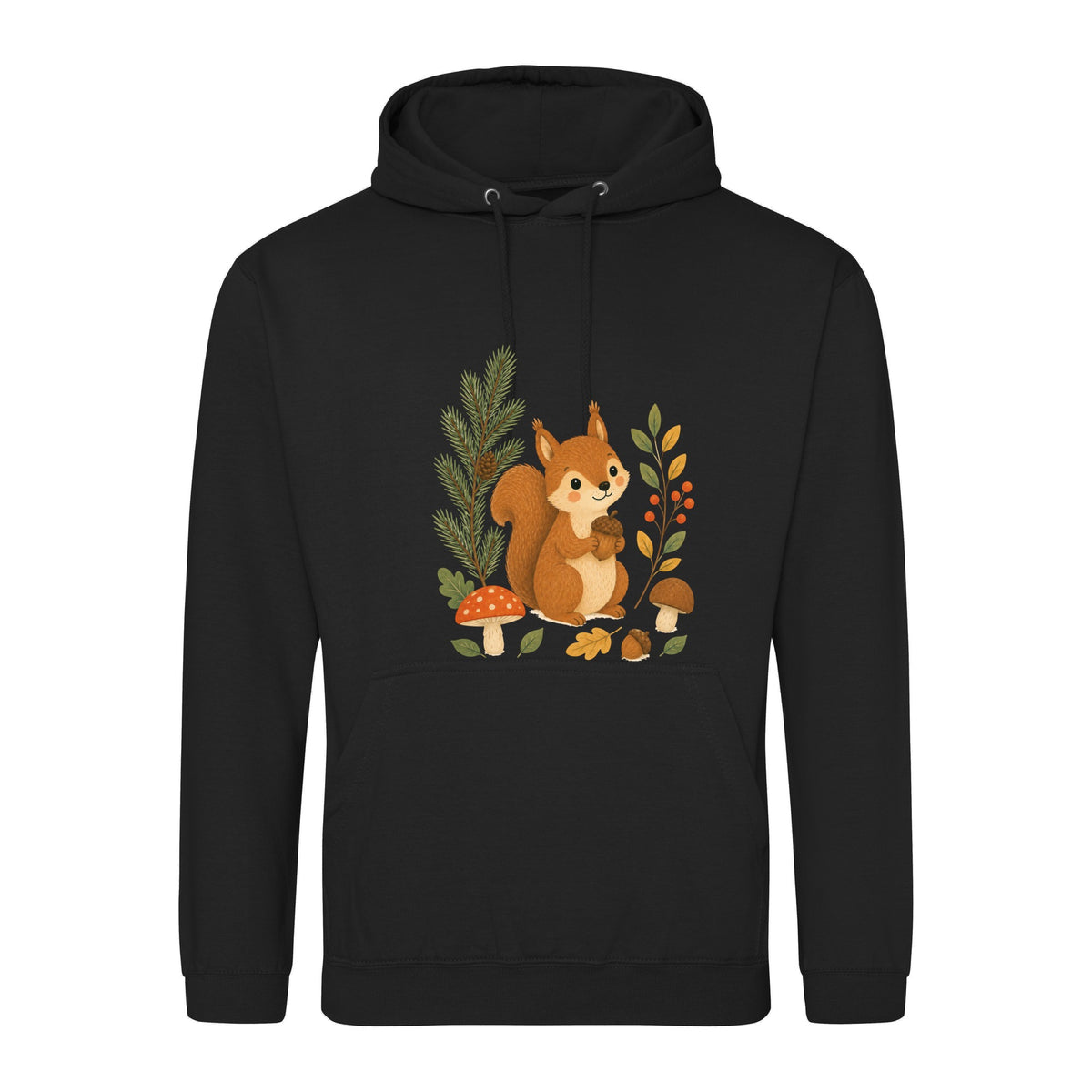Squirrel's Autumn Store Adult Hoodie - Once Upon a Woodland Deep Black colour variant image