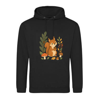 Squirrel's Autumn Store Adult Hoodie - Once Upon a Woodland Deep Black colour variant image