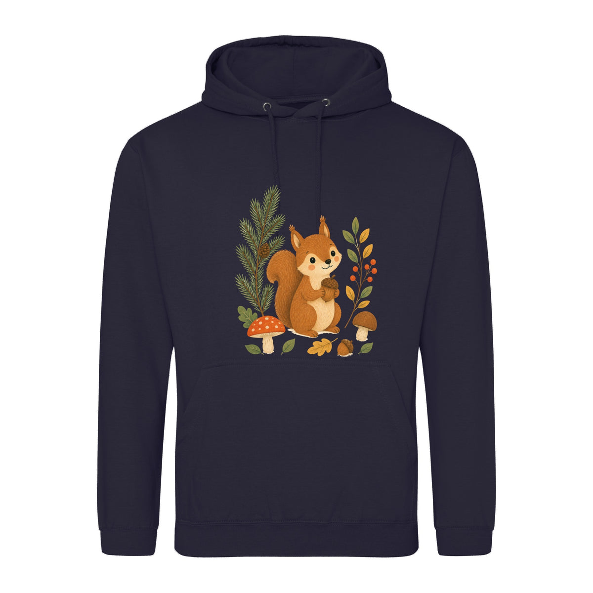 Squirrel's Autumn Store Adult Hoodie - Once Upon a Woodland French Navy colour variant image