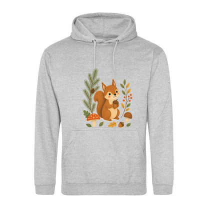 Squirrel's Autumn Store Adult Hoodie - Once Upon a Woodland Heather Grey colour variant image