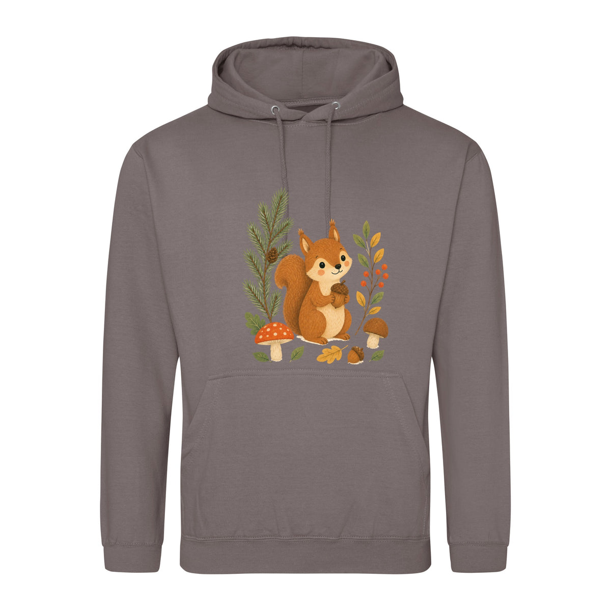 Squirrel's Autumn Store Adult Hoodie - Once Upon a Woodland Mocha Brown colour variant image