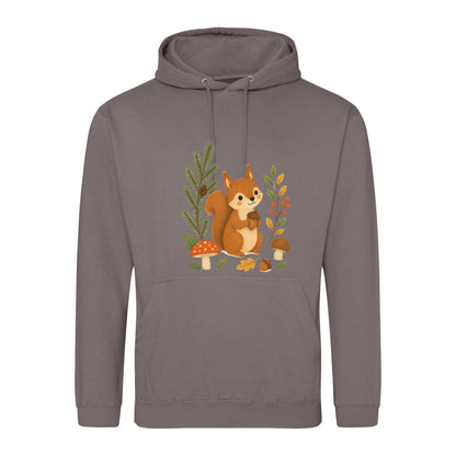 Squirrel's Autumn Store Adult Hoodie - Once Upon a Woodland Mocha Brown colour variant image