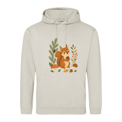 Squirrel's Autumn Store Adult Hoodie - Once Upon a Woodland Natural Stone colour variant image