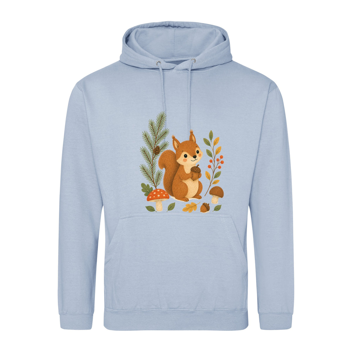 Squirrel's Autumn Store Adult Hoodie - Once Upon a Woodland Sky Blue colour variant image