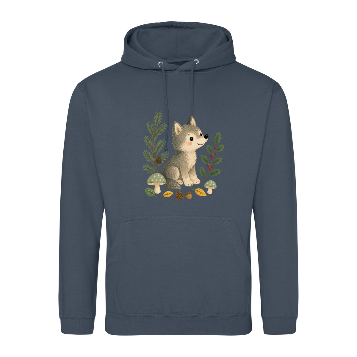 Wolf in the Winter Wood Adult Hoodie - Once Upon a Woodland Airforce Blue colour variant image