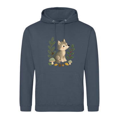 Wolf in the Winter Wood Adult Hoodie - Once Upon a Woodland Airforce Blue colour variant image