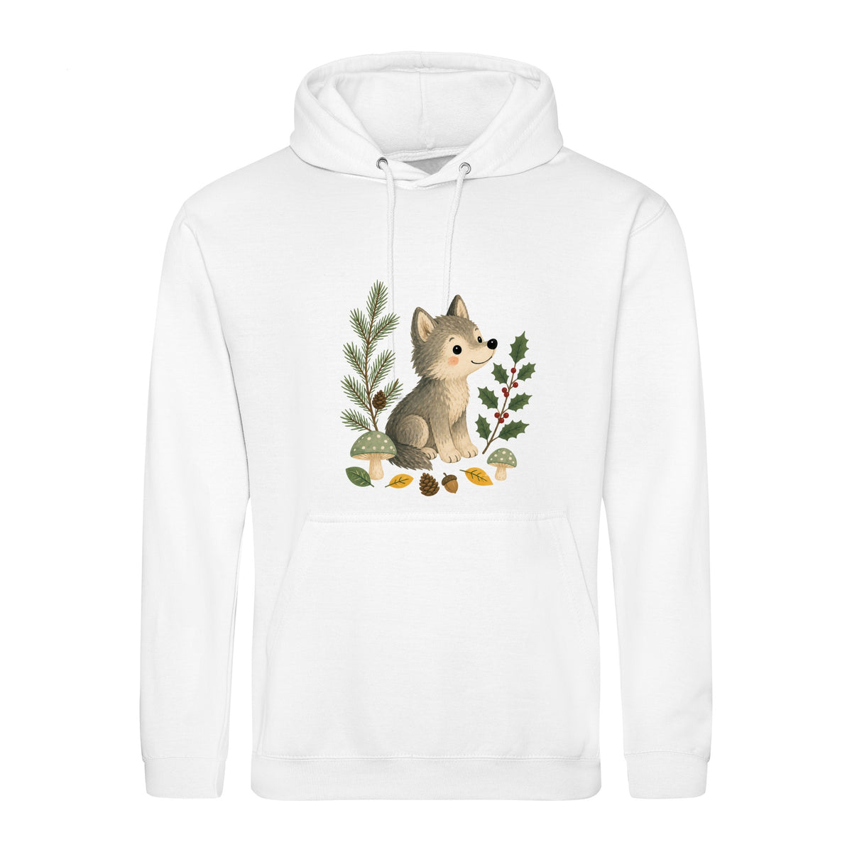 Wolf in the Winter Wood Adult Hoodie - Once Upon a Woodland Arctic White colour variant image