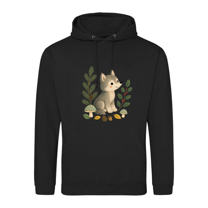 Wolf in the Winter Wood Adult Hoodie - Once Upon a Woodland Deep Black colour variant image