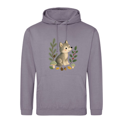 Wolf in the Winter Wood Adult Hoodie - Once Upon a Woodland Dusty Lilac colour variant image