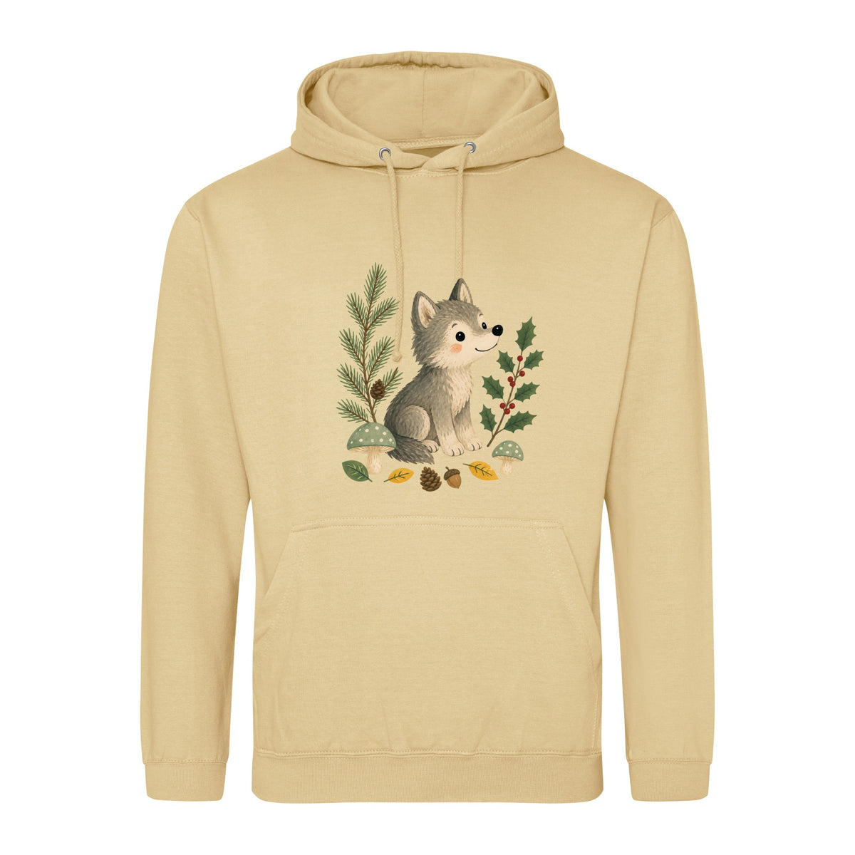 Wolf in the Winter Wood Adult Hoodie - Once Upon a Woodland Desert Sand colour variant image