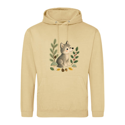 Wolf in the Winter Wood Adult Hoodie - Once Upon a Woodland Desert Sand colour variant image