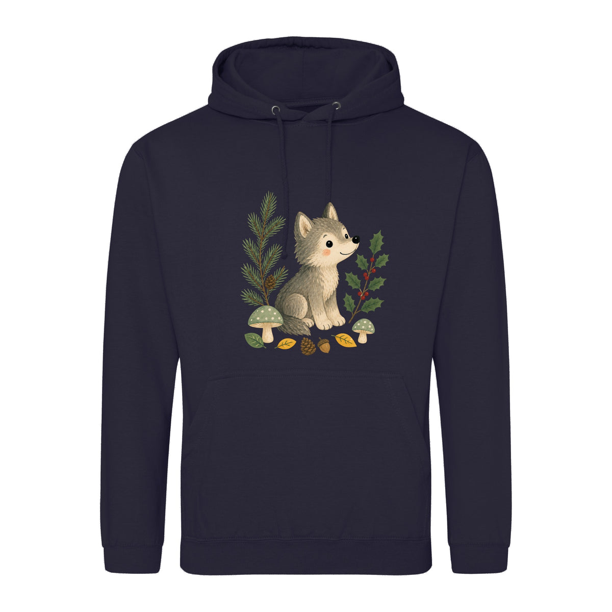 Wolf in the Winter Wood Adult Hoodie - Once Upon a Woodland French Navy colour variant image