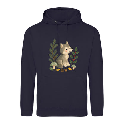 Wolf in the Winter Wood Adult Hoodie - Once Upon a Woodland French Navy colour variant image